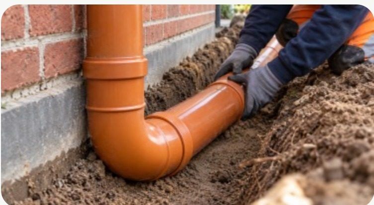 Reparatie van een gebroken rioolbuis in de grond